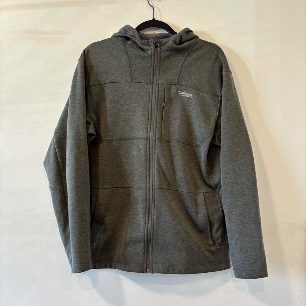 Sitka Camp Hoody Size Large Gray Wool Blend Fleece Full Zip Camp Gear Pockets